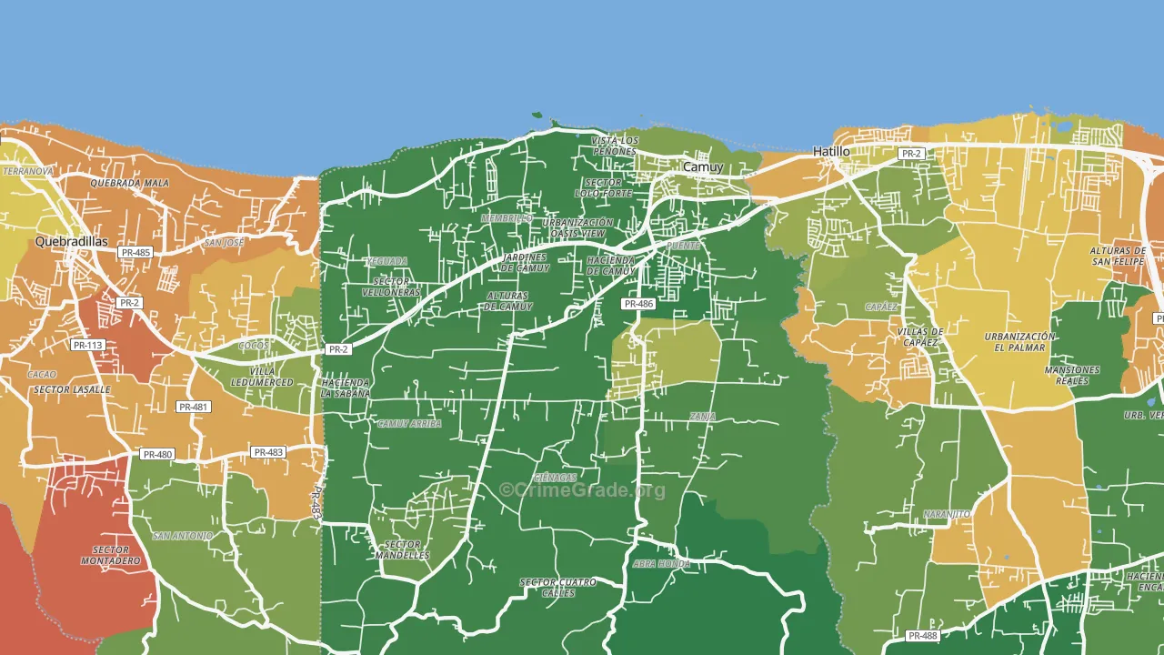 Camuy, PR Map of Drug-Related Crime Rates