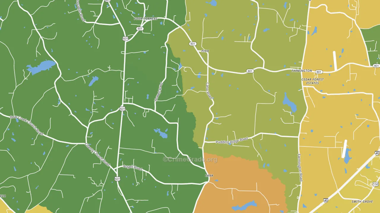 Cana, NC Map of Drug-Related Crime Rates