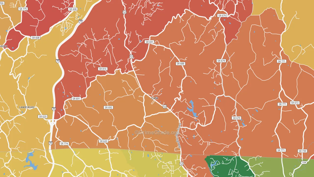 Cana, VA Map of Drug-Related Crime Rates