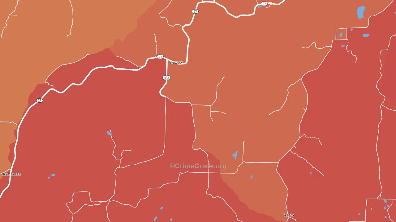 Canaan, AR Map of Drug-Related Crime Rates