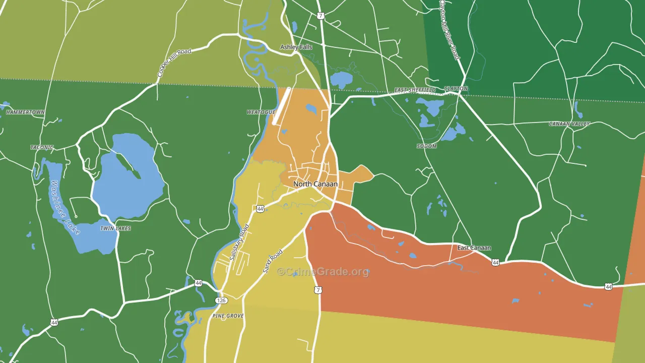 Canaan, CT Map of Drug-Related Crime Rates