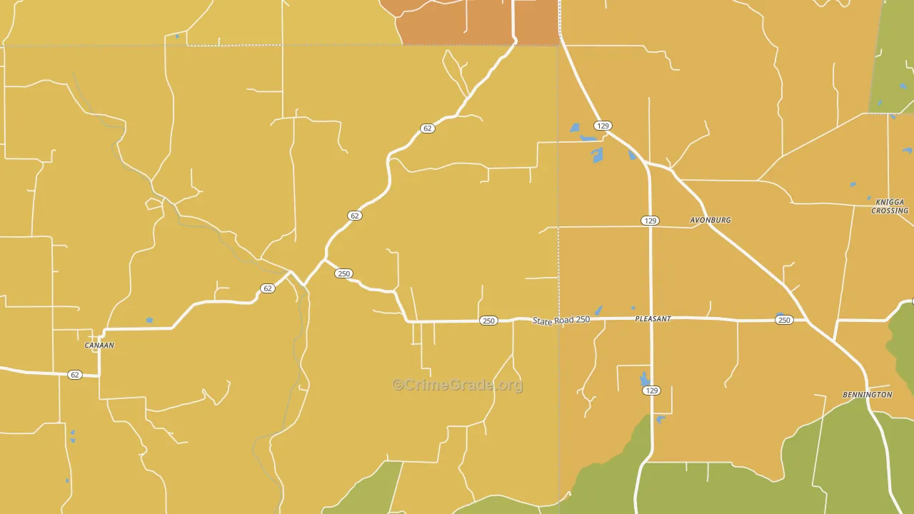 Canaan, IN Map of Drug-Related Crime Rates