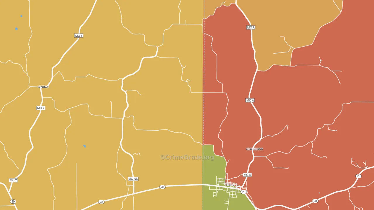 Canaan, MO Map of Drug-Related Crime Rates