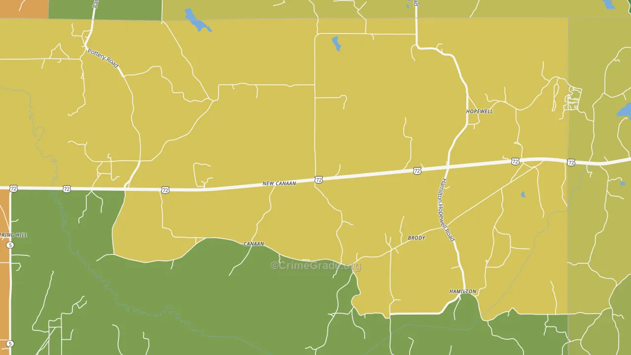 Canaan, MS Map of Drug-Related Crime Rates