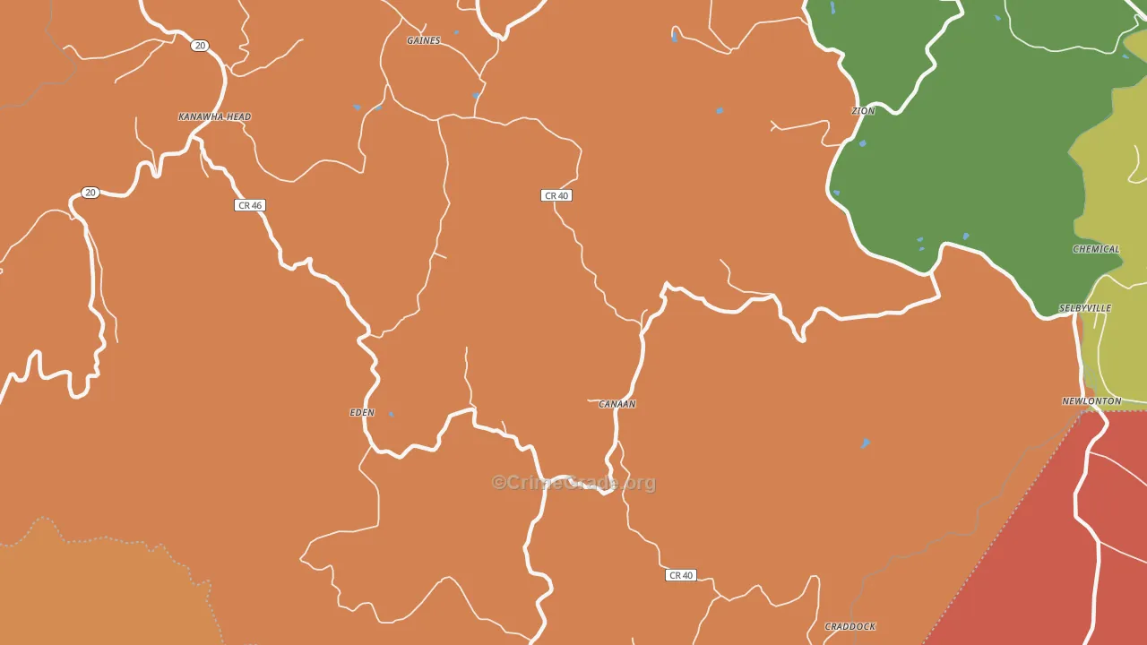 Canaan, WV Map of Drug-Related Crime Rates