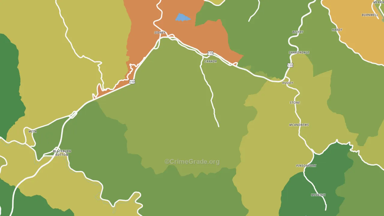 Canada, KY Map of Drug-Related Crime Rates