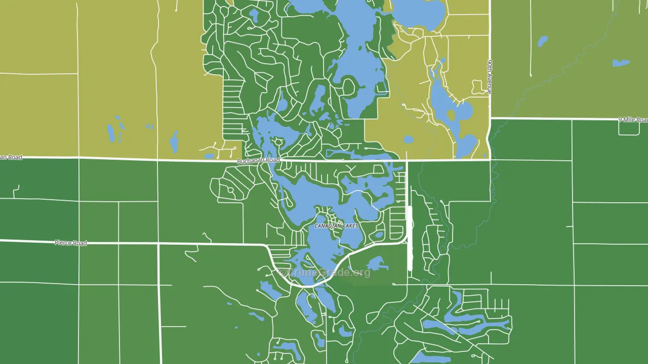 Canadian Lakes, MI Map of Drug-Related Crime Rates