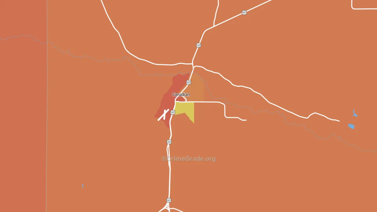 Canadian, TX Map of Drug-Related Crime Rates