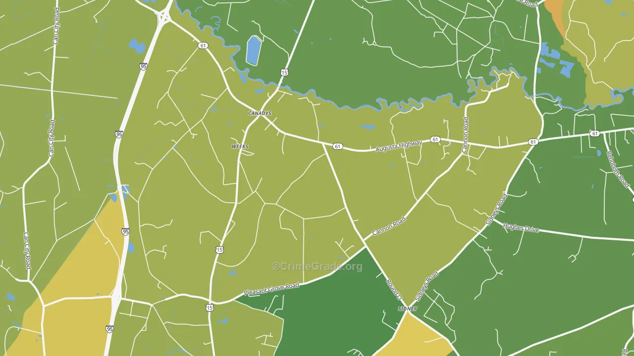 Canadys, SC Map of Drug-Related Crime Rates