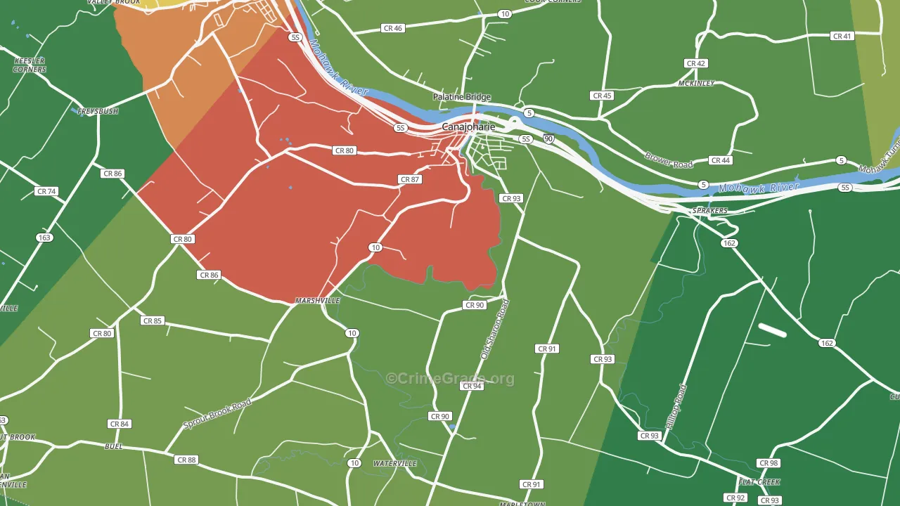 Canajoharie, NY Map of Drug-Related Crime Rates