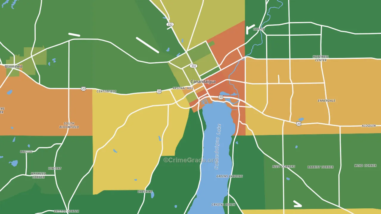 Canandaigua, NY Map of Drug-Related Crime Rates