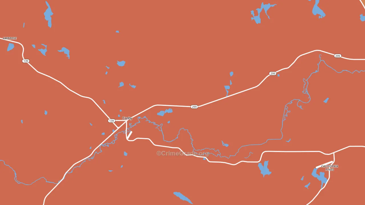 Canby, CA Map of Drug-Related Crime Rates