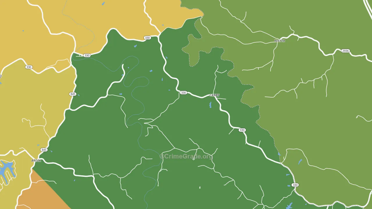Canby, KY Map of Drug-Related Crime Rates