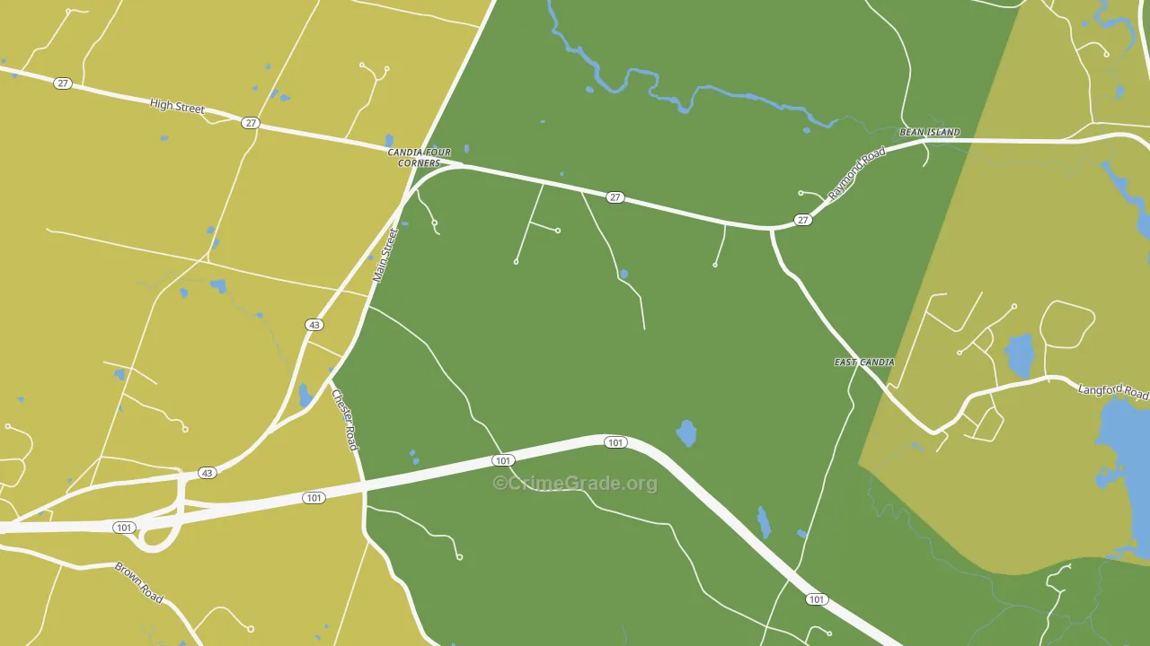 Candia Four Corners, NH Map of Drug-Related Crime Rates