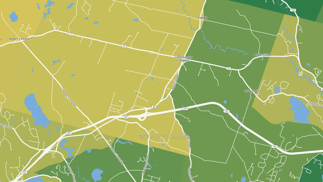 Candia, NH Map of Drug-Related Crime Rates