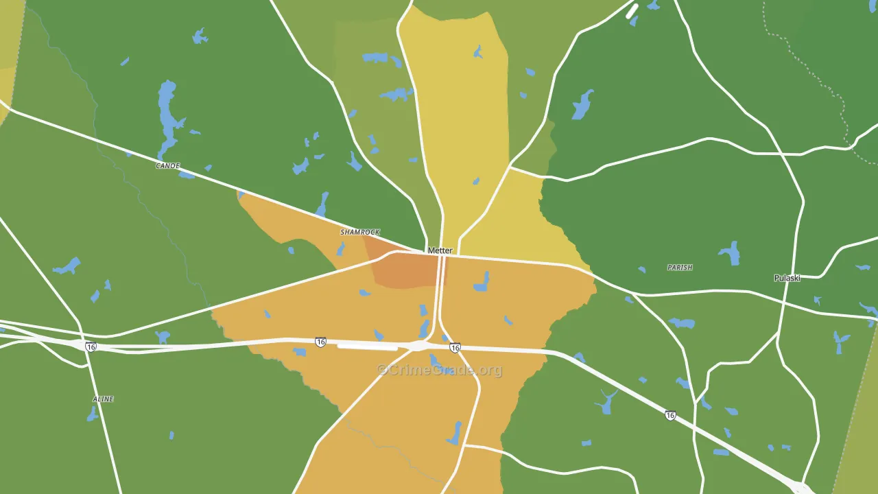Candler County, GA Map of Drug-Related Crime Rates