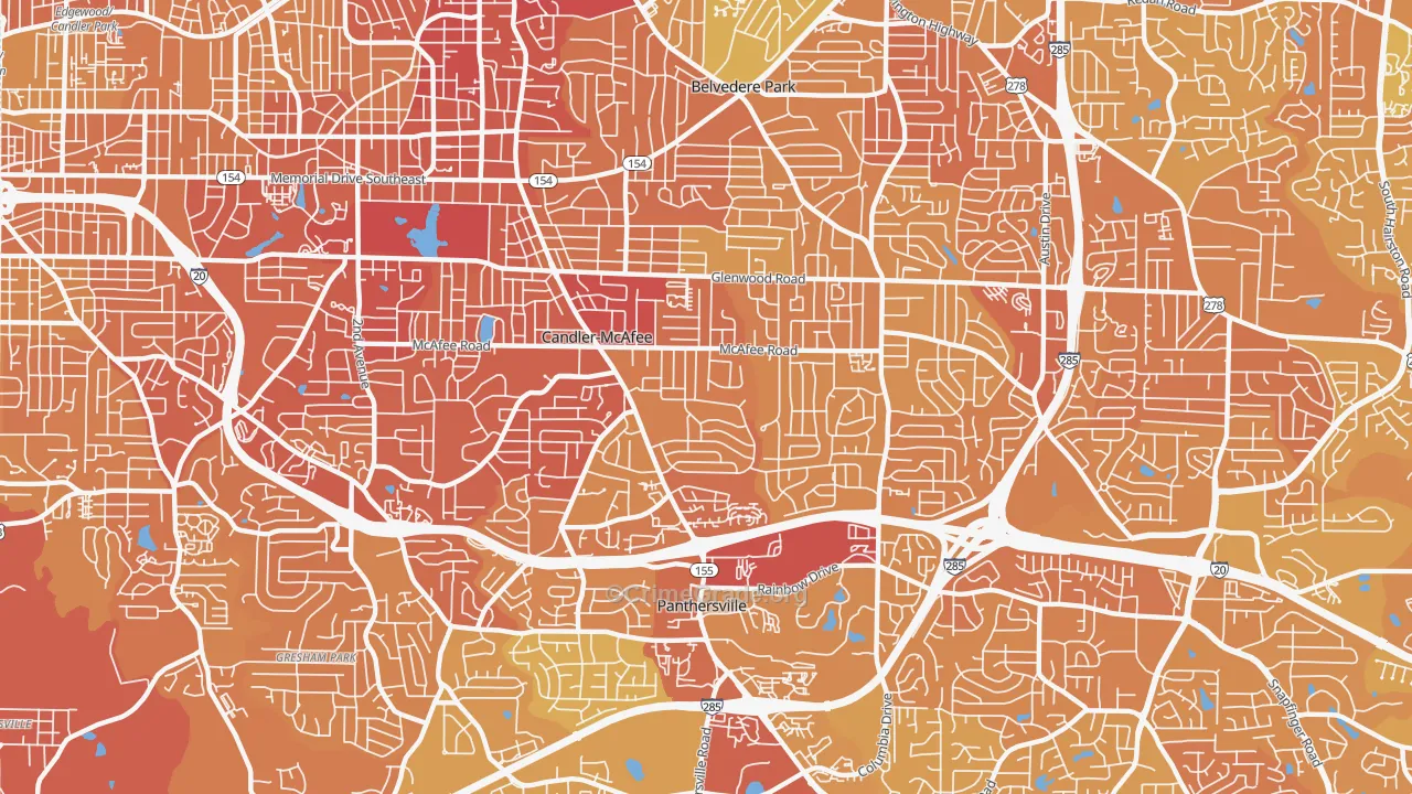 Candler-McAfee, GA Map of Drug-Related Crime Rates