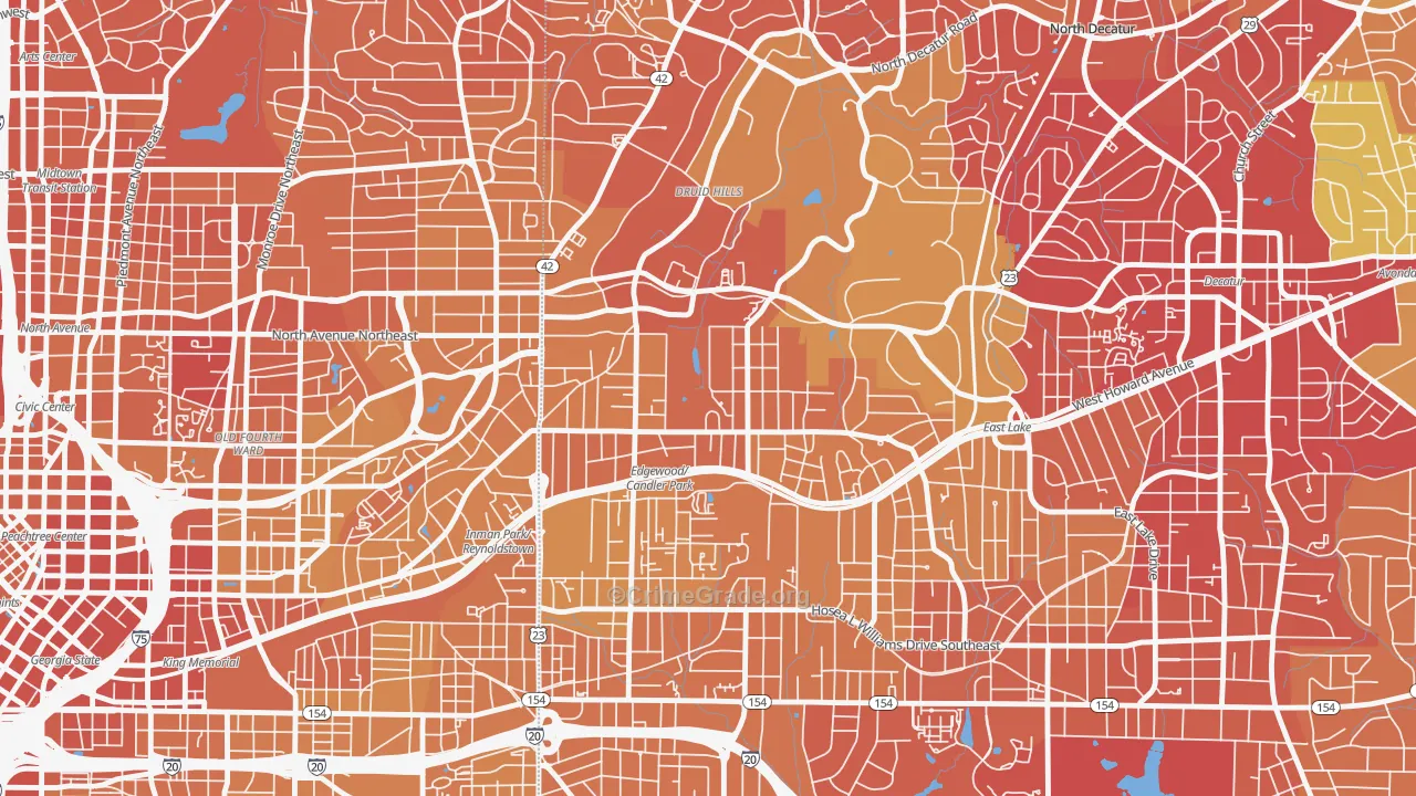 Candler Park, Atlanta, GA Map of Drug-Related Crime Rates