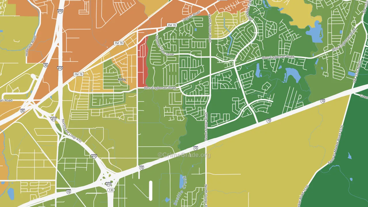 Candlewood Park, San Antonio, TX Map of Drug-Related Crime Rates