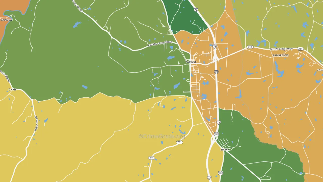 Candor, NC Map of Drug-Related Crime Rates