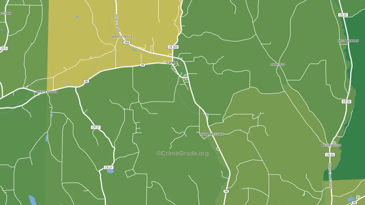 Candor, NY Map of Drug-Related Crime Rates