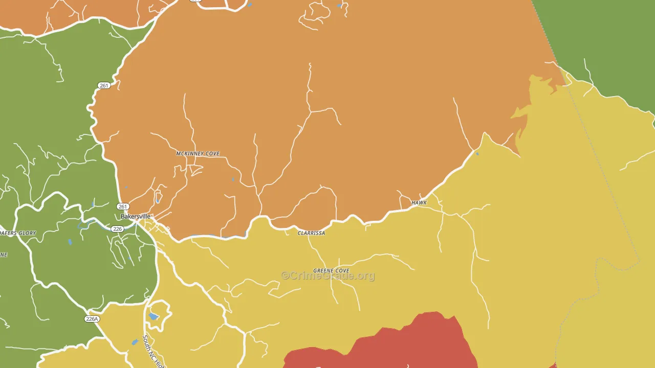Cane Creek, NC Map of Drug-Related Crime Rates