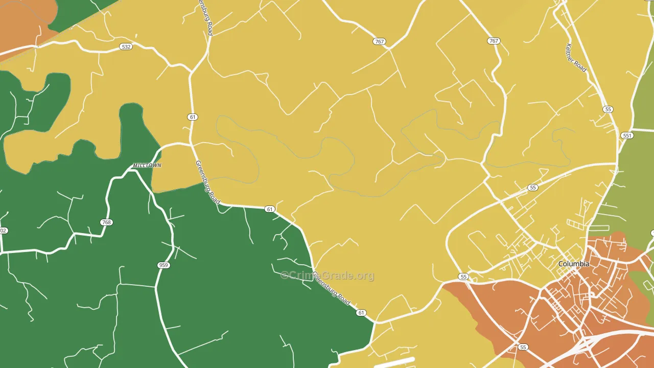 Cane Valley, KY Map of Drug-Related Crime Rates