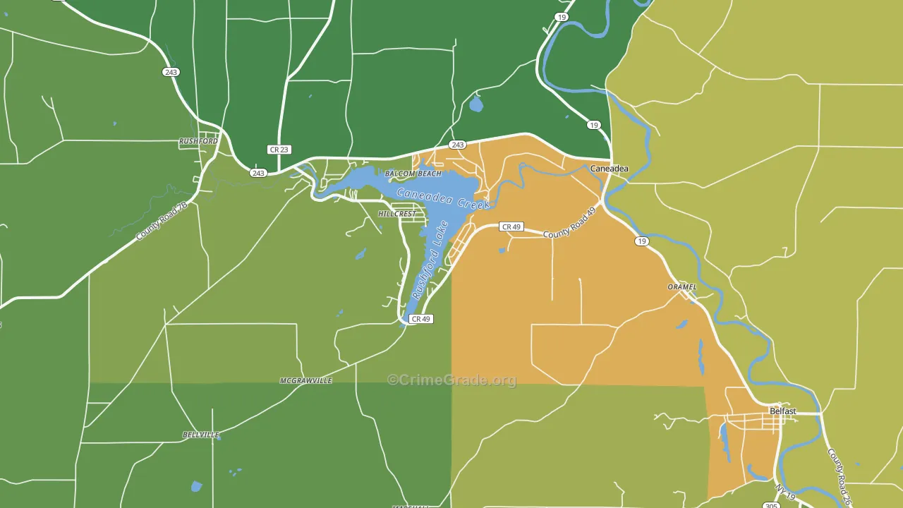 Caneadea, NY Map of Drug-Related Crime Rates