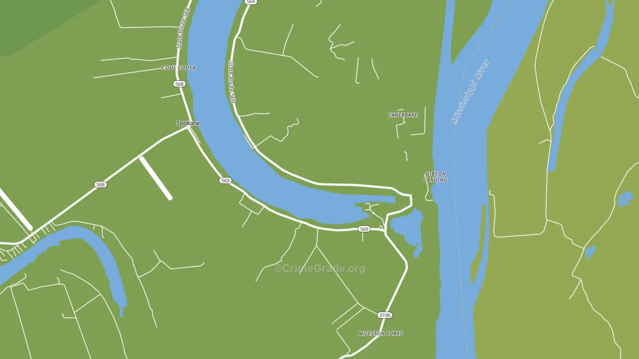 Canebrake, LA Map of Drug-Related Crime Rates