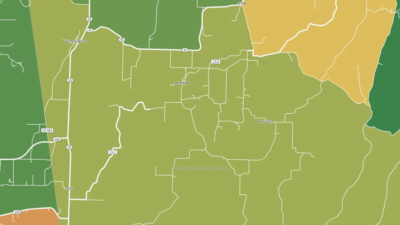 Canehill, AR Map of Drug-Related Crime Rates