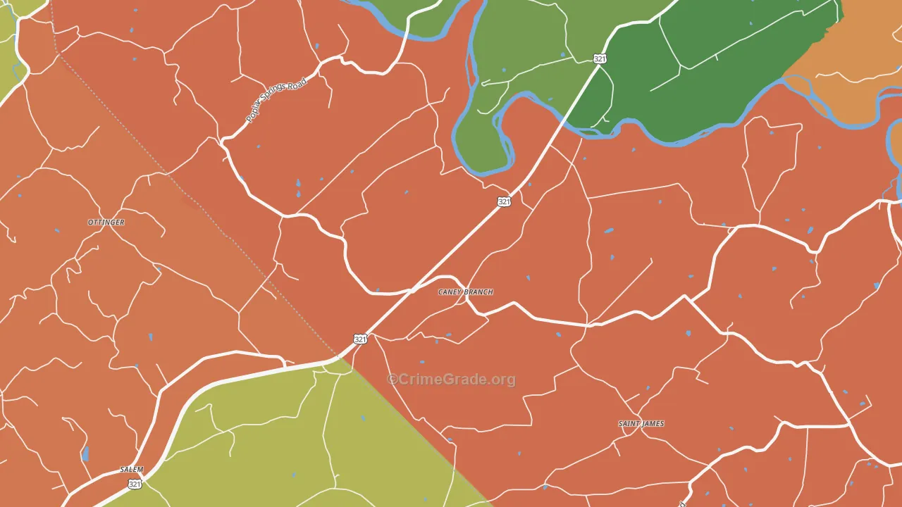 Caney Branch, TN Map of Drug-Related Crime Rates
