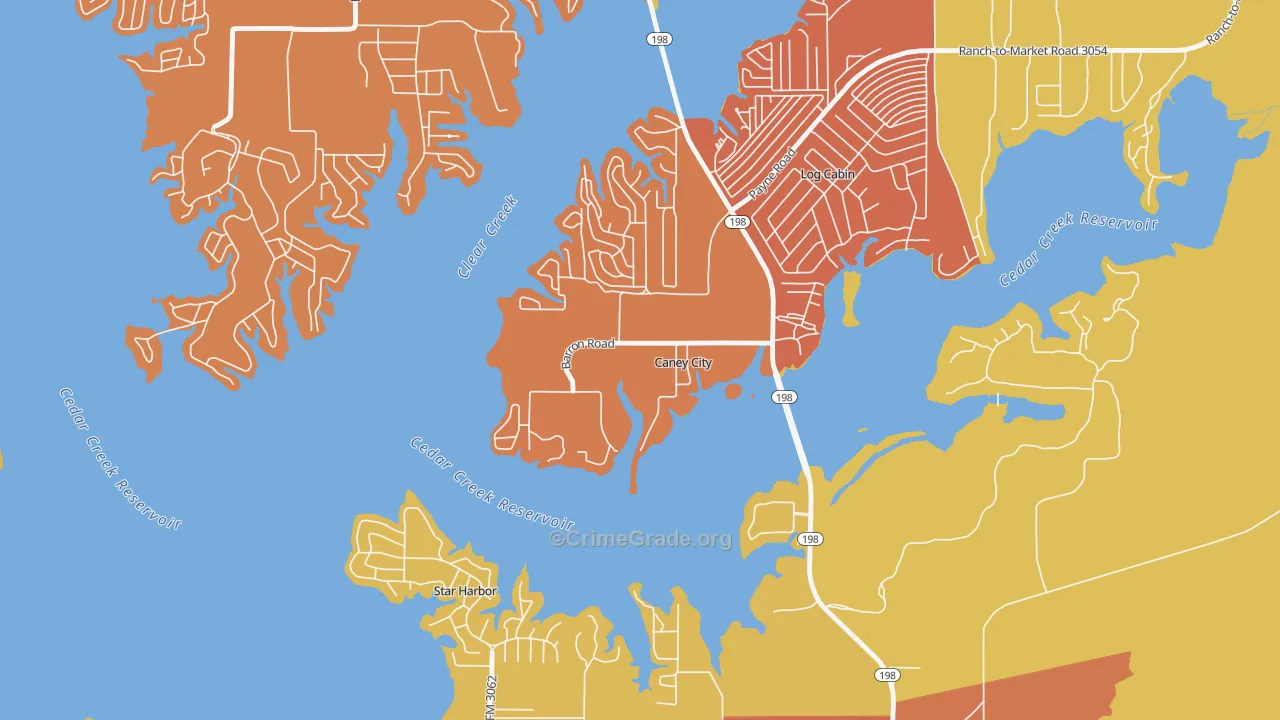 Caney City, TX Map of Drug-Related Crime Rates