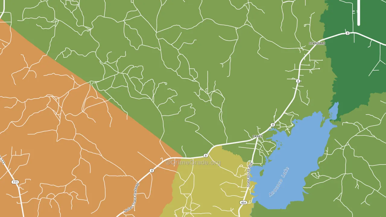 Caney, LA Map of Drug-Related Crime Rates