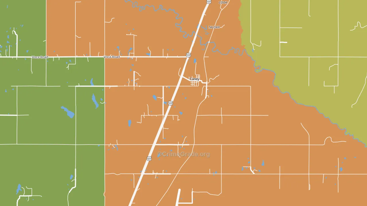 Caney, OK Map of Drug-Related Crime Rates