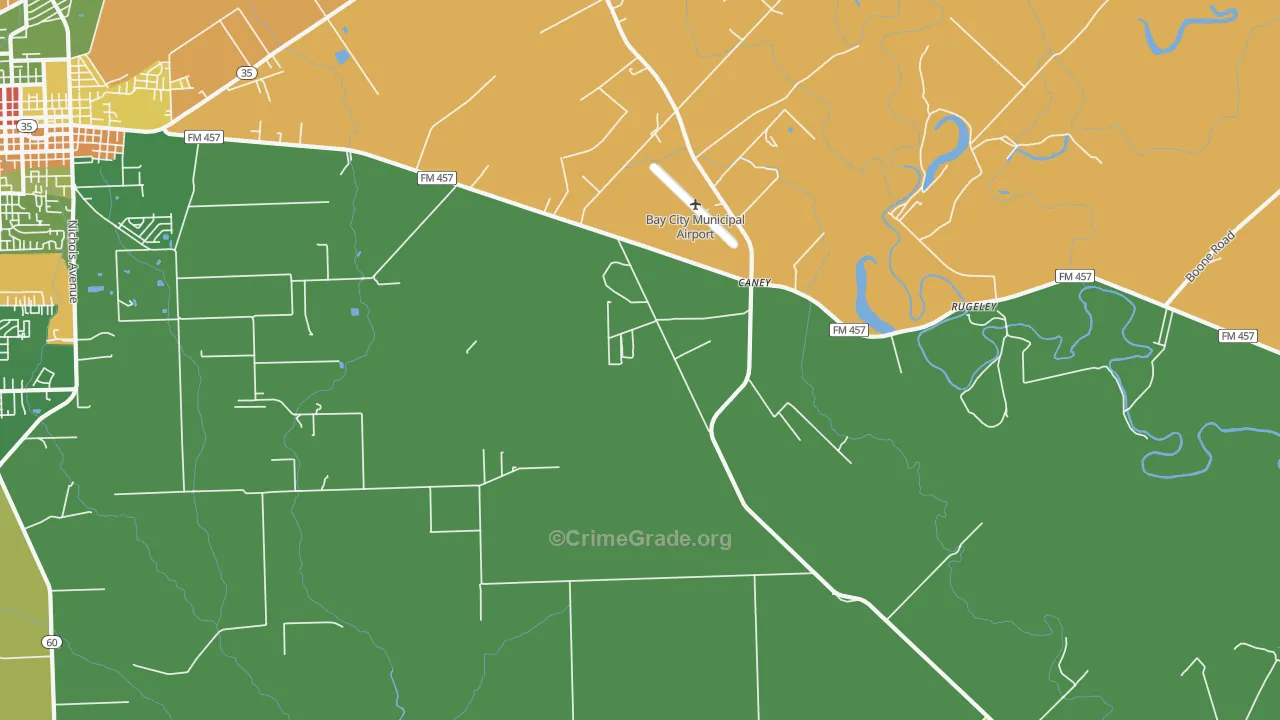 Caney, TX Map of Drug-Related Crime Rates