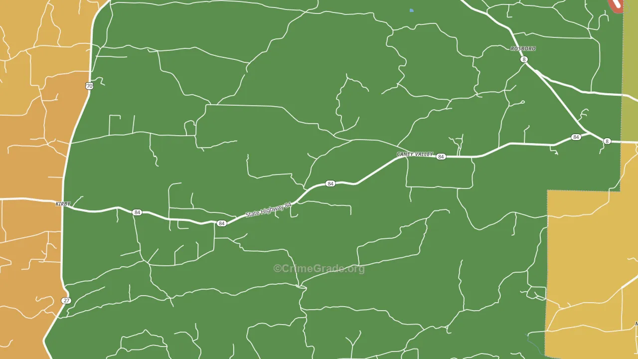Caney Valley, AR Map of Drug-Related Crime Rates