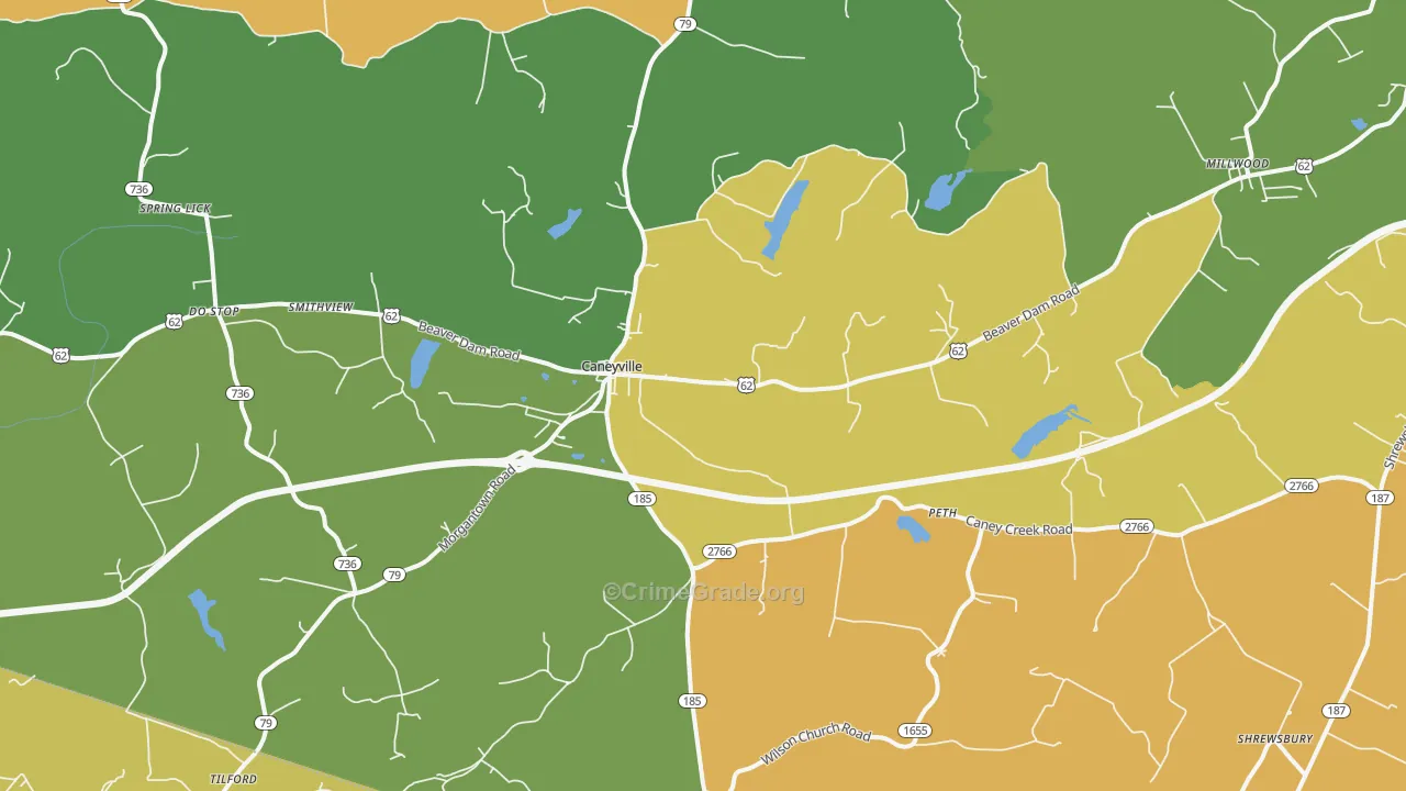 Caneyville, KY Map of Drug-Related Crime Rates