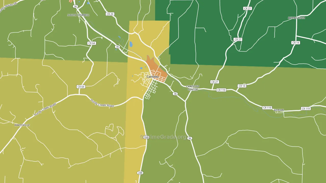 Canisteo, NY Map of Drug-Related Crime Rates