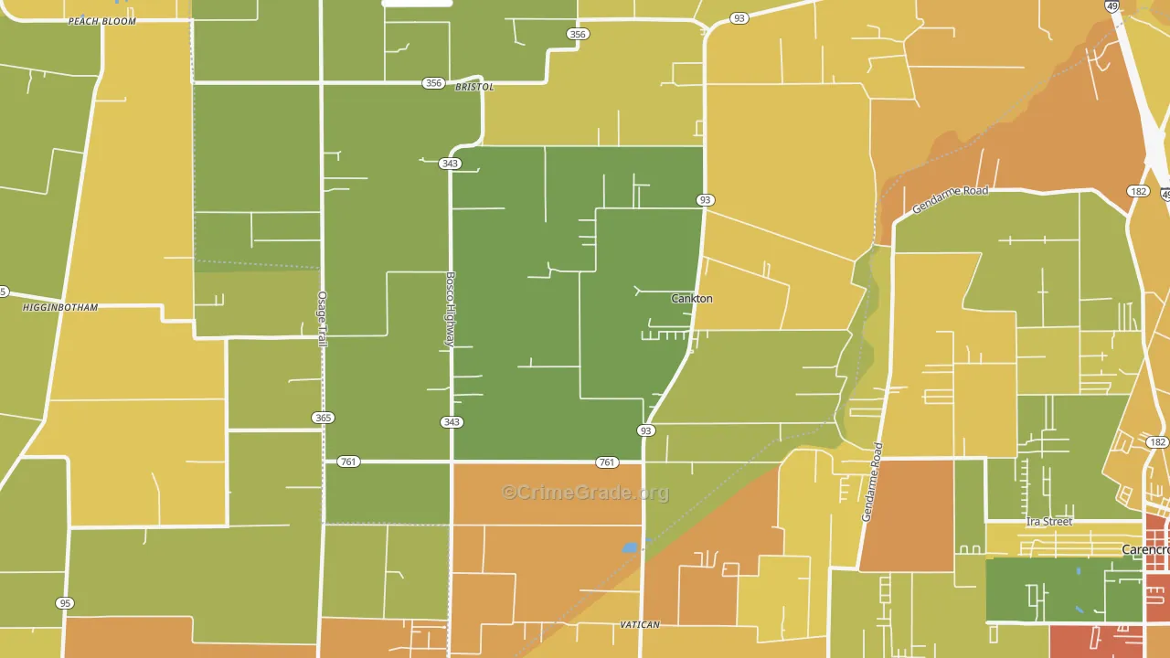 Cankton, LA Map of Drug-Related Crime Rates