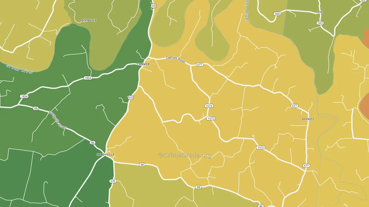 Canmer, KY Map of Drug-Related Crime Rates
