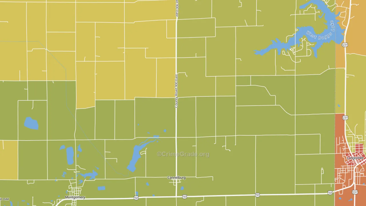 Cannelburg, IN Map of Drug-Related Crime Rates