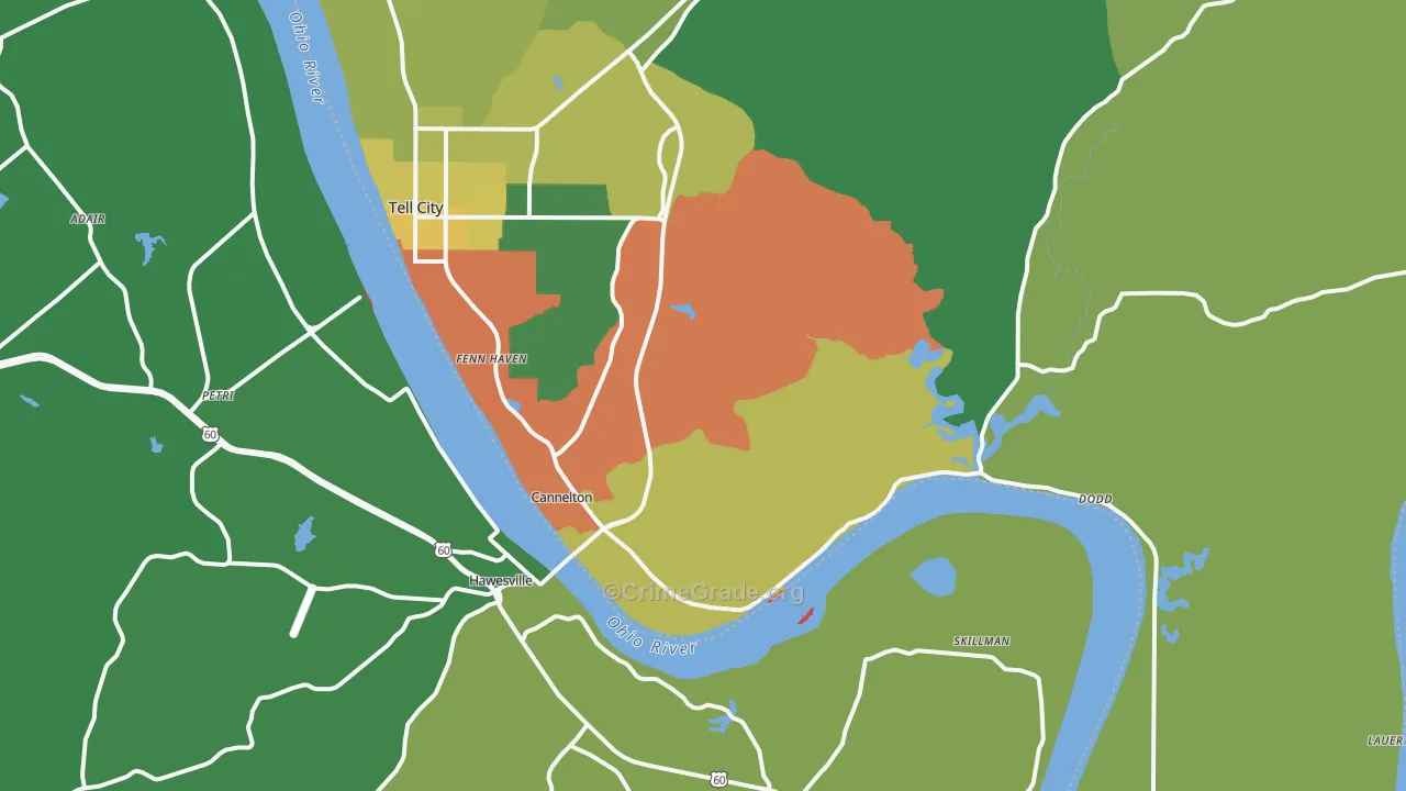Cannelton, IN Map of Drug-Related Crime Rates