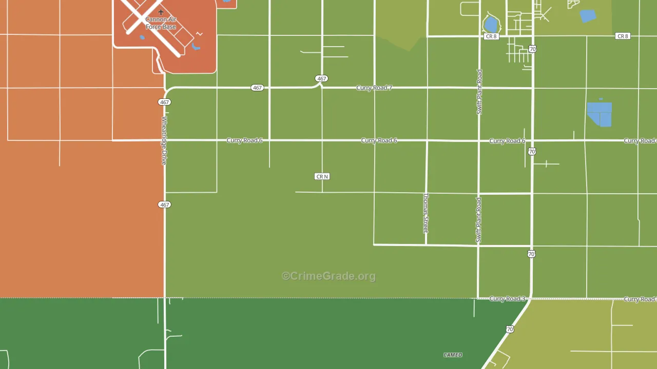 Cannon Air Force Base, NM Map of Drug-Related Crime Rates