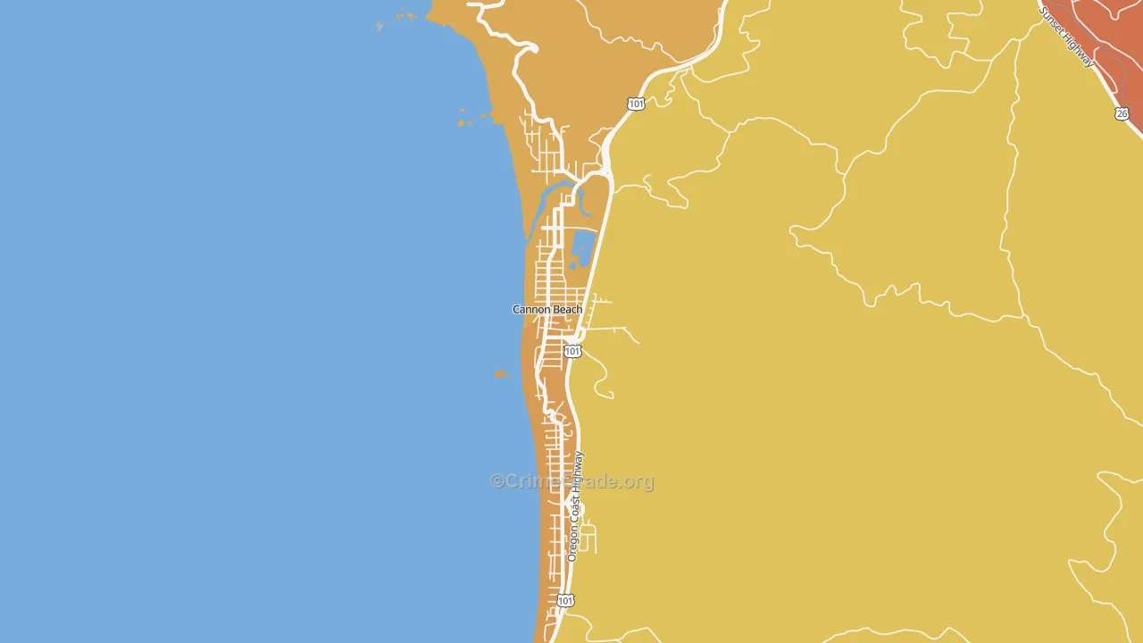 Cannon Beach, OR Map of Drug-Related Crime Rates