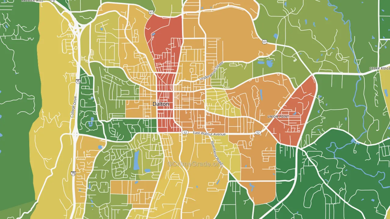 Cannon Heights, Dalton, GA Map of Drug-Related Crime Rates