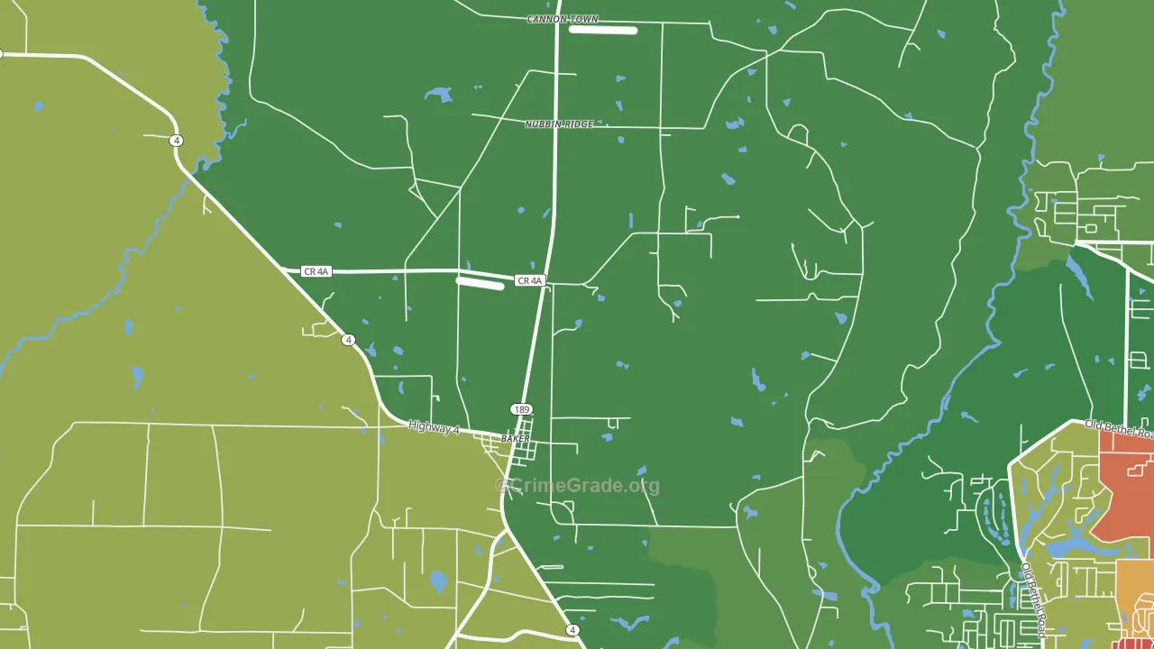 Cannon Town, FL Map of Drug-Related Crime Rates