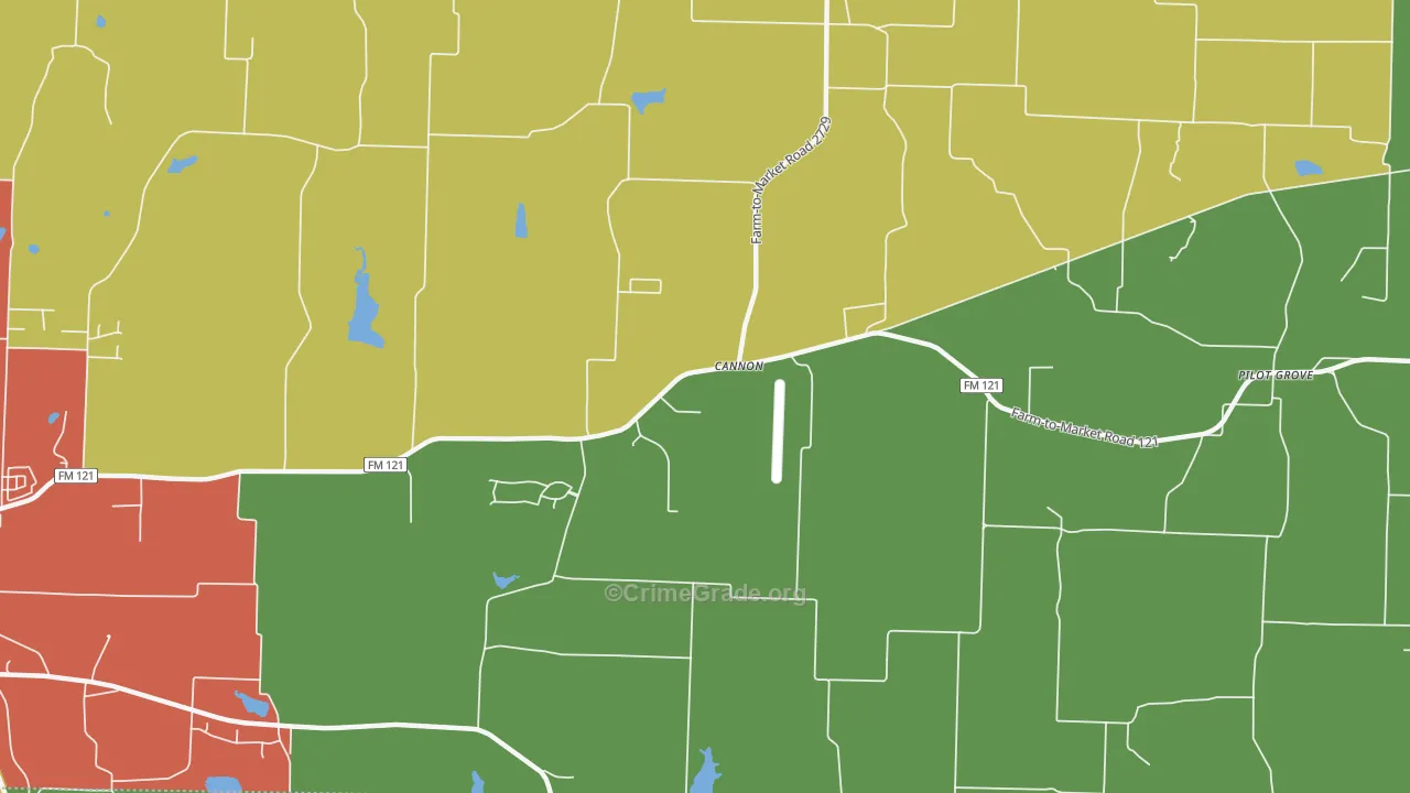 Cannon, TX Map of Drug-Related Crime Rates