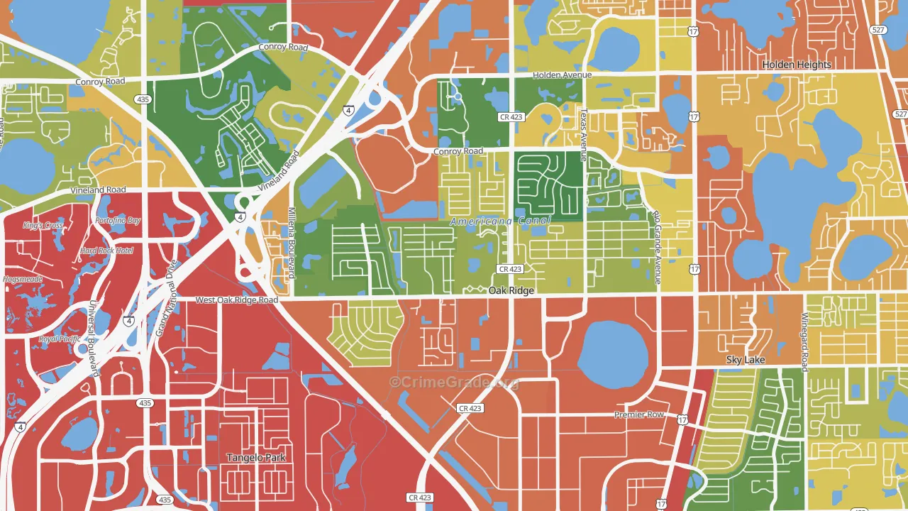 Cannongate-Orlando, Oak Ridge, FL Map of Drug-Related Crime Rates