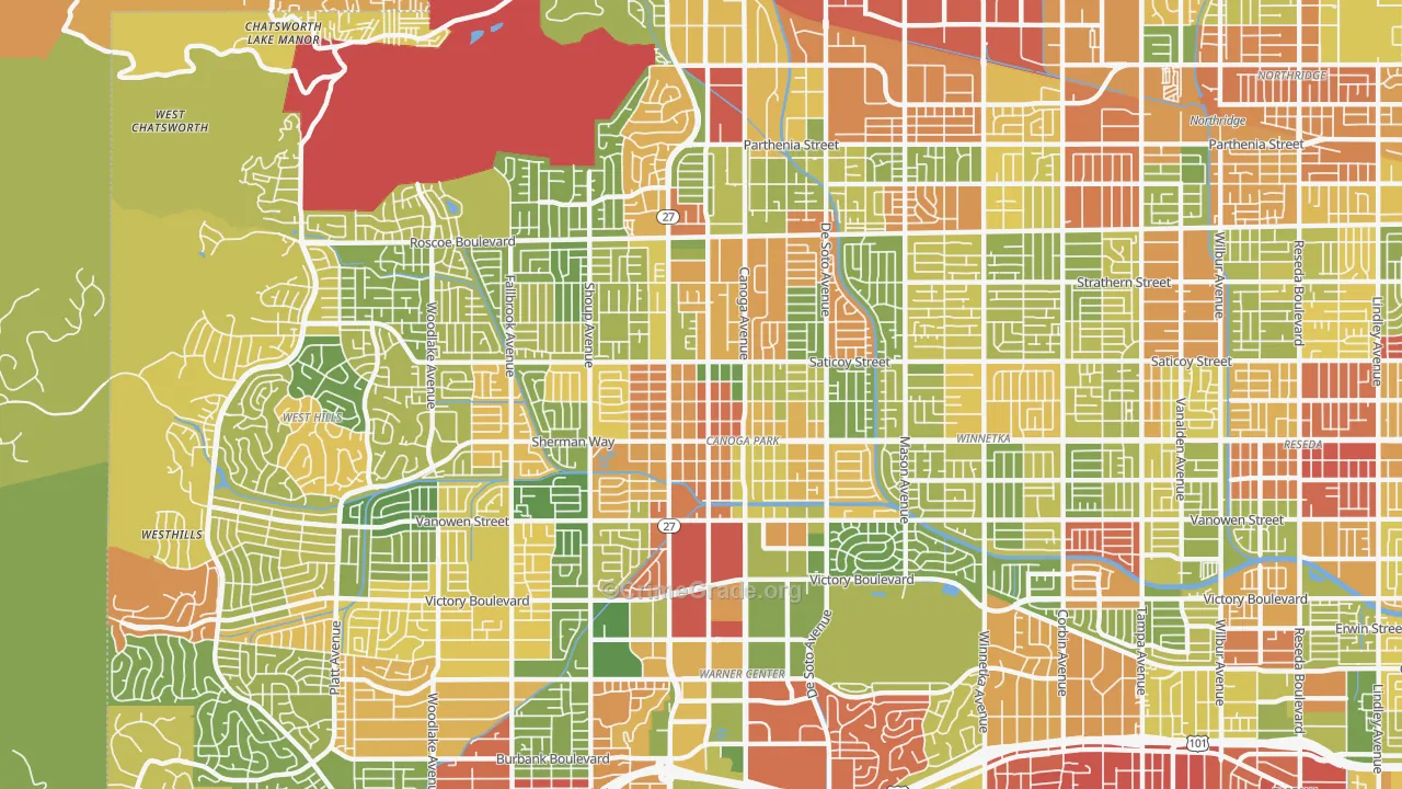 Canoga Park, CA Map of Drug-Related Crime Rates
