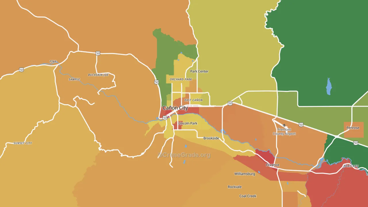 Canon City, CO Map of Drug-Related Crime Rates